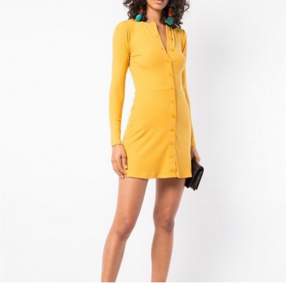Reformation Aida Dress Yellow Mini Long Sleeve M